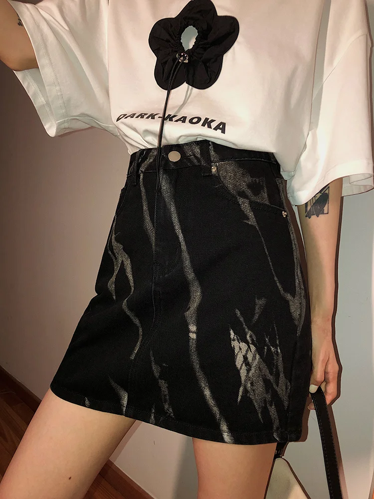 Юбка в ковбойском стиле Женская летняя новая тонкая трапециевидная короткая