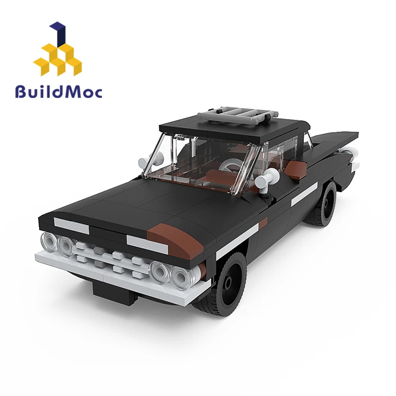 

MOC-68746 ретро автомобиль 1959 классический черный автомобиль строительные блоки игрушки дорожные гонки высокотехнологичные виды спорта сборк...