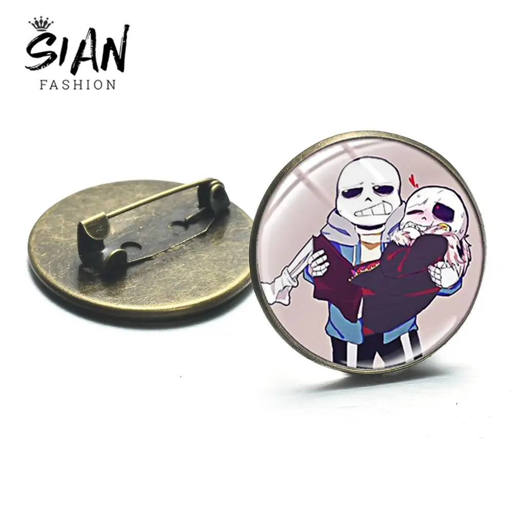 Забавные Броши из сериала SIAN Undertale Санс мультяшная картина стеклянный кабошон