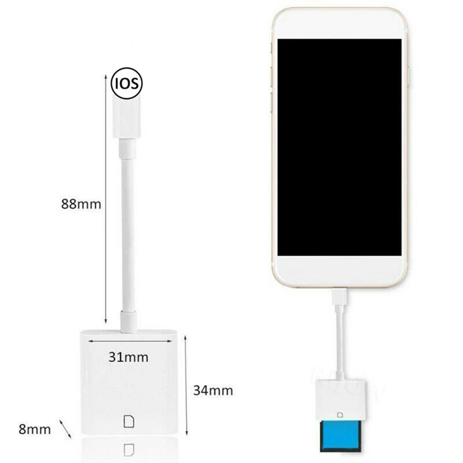 Адаптер для SD карты OTG Устройство чтения камер iPhone 12 6 7 8 11 /iPad Pro карта телефона