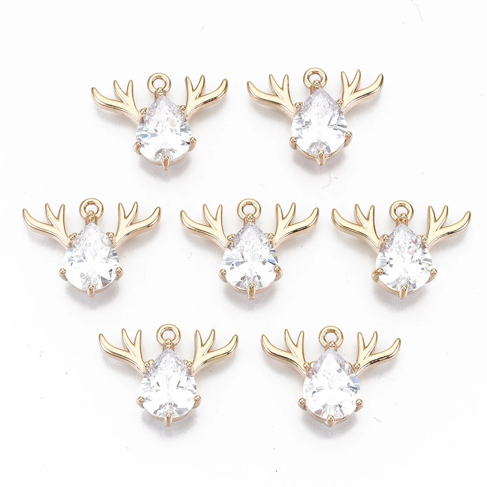 

2pcs Brass Glass Rhinestone Pendants Crystal Stag Charms for Christmas DIY Earrings Bracelet Jewelry Making Supplies Accessories