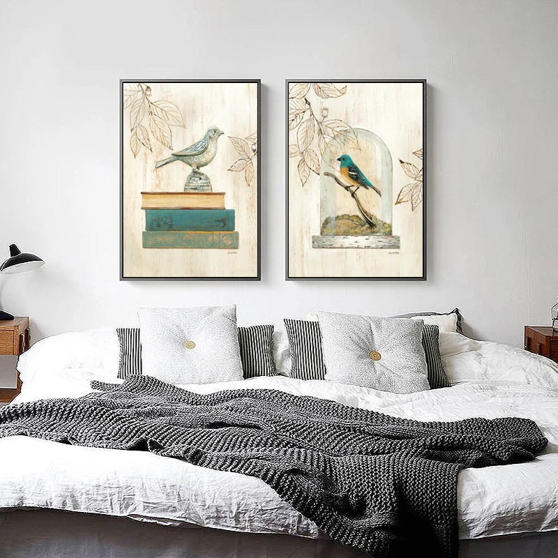 Цветок Птица деревенская деревня плакаты принты картины на холсте стены