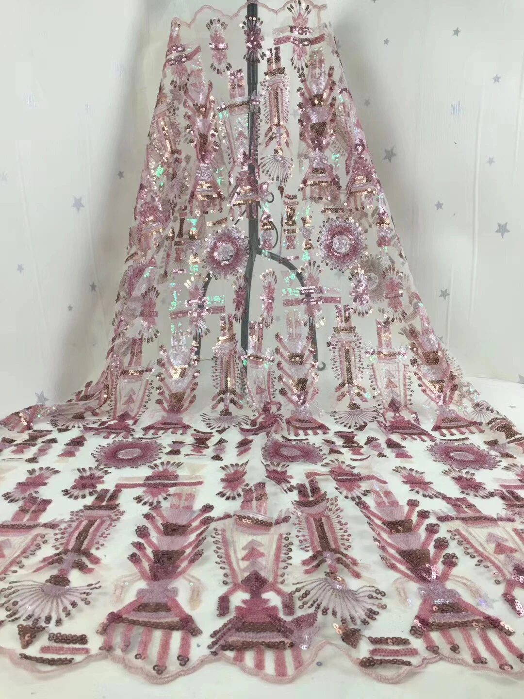 

Блестящая ткань, блестящая розовая индийская кружевная ткань, вышитая сетка, Африканское кружево, блестящая ткань для нигерийского платья, ...