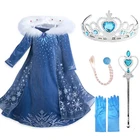 Платье принцессы Эльзы для девочек, праздничная одежда для косплевечерние, Детский костюм с короной и надписью Холодное сердце из мультфильма Queen, подарок