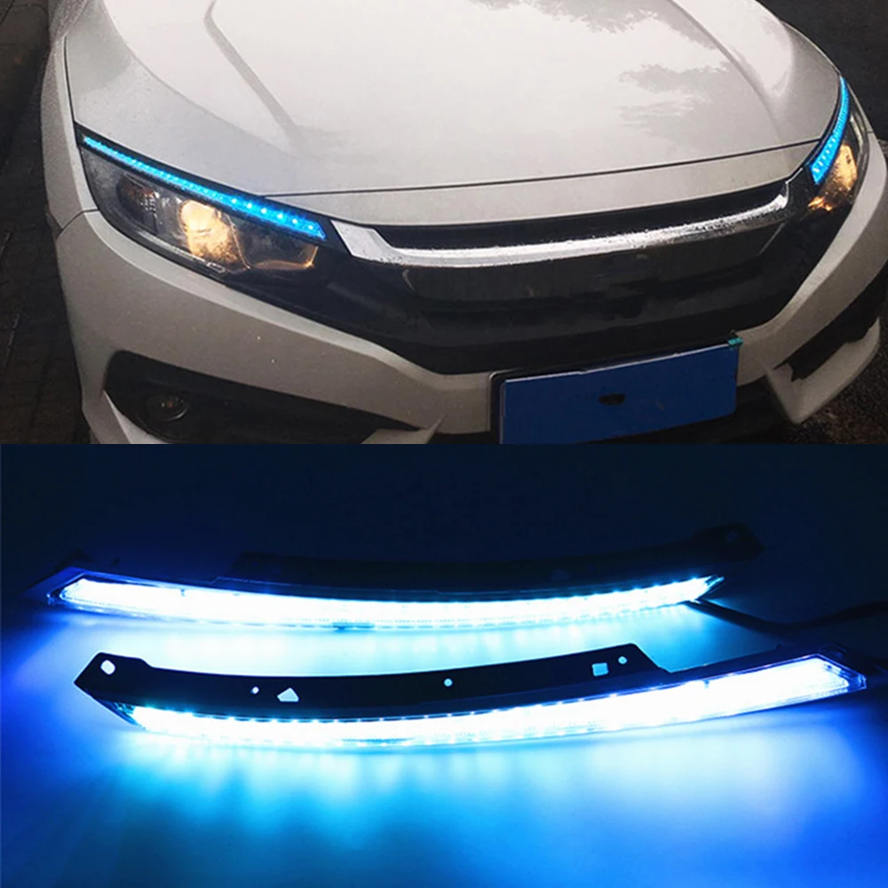 2 шт. для Honda Civic 2016 2017 2018 2019 2020 мигать светодиодный головной светильник бровей