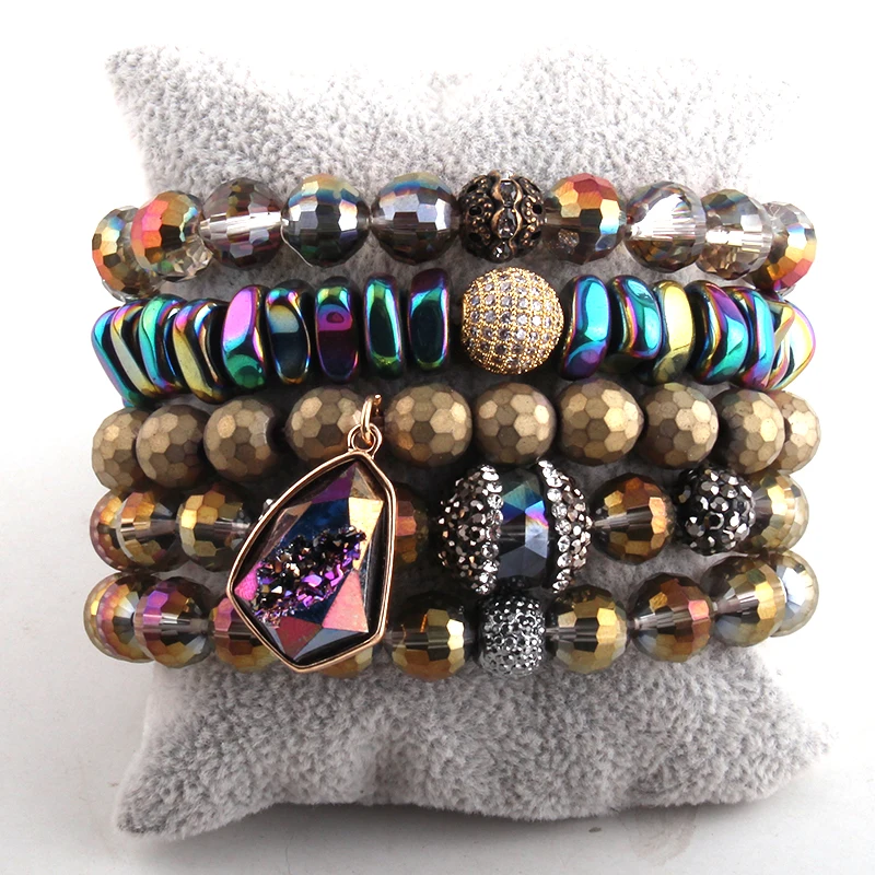 Модные ювелирные изделия Красивый многоцветный/коричневый браслет набор