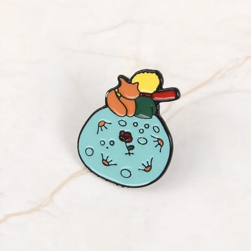 Мультяшная Роза планета Маленький принц и маленькая лисица металлическая