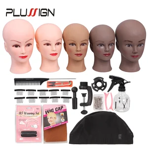 Профессиональные подставки для париков Plussign с Т-образными шпильками для париков с нитью C иглой для париков, набор для укладки ЛЫСЫХ головок с держателем 21 дюйм