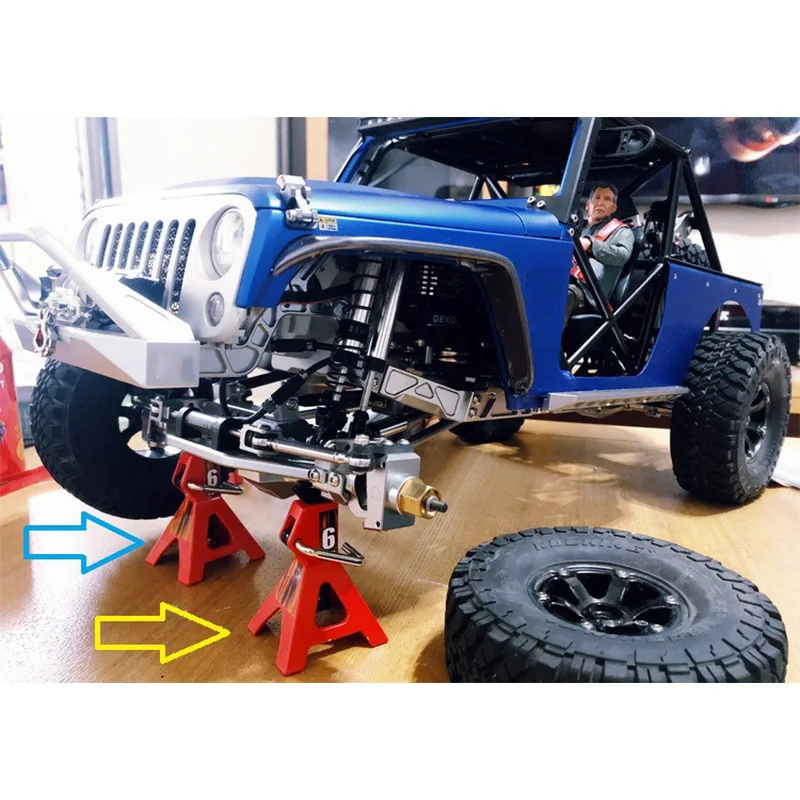 

1Pcs RC Cars Metal 3/6 Ton Scale Jack Stands Height Adjustable Tool for 1/10 RC Crawler Truck Car Trx4 Axial SCX10
