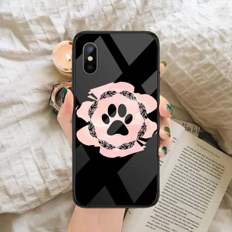 

Hot best friends Dog paw Phone Case Tempered glass For iphone 6 6S 7 8 plus X XS XR 11 12 mini PRO MAX