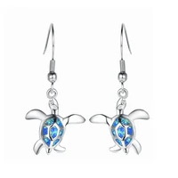 i fdlk fashion cute turtle drop earrings for women blue imitation fire opal dangle earrings wedding engagement jewelry
