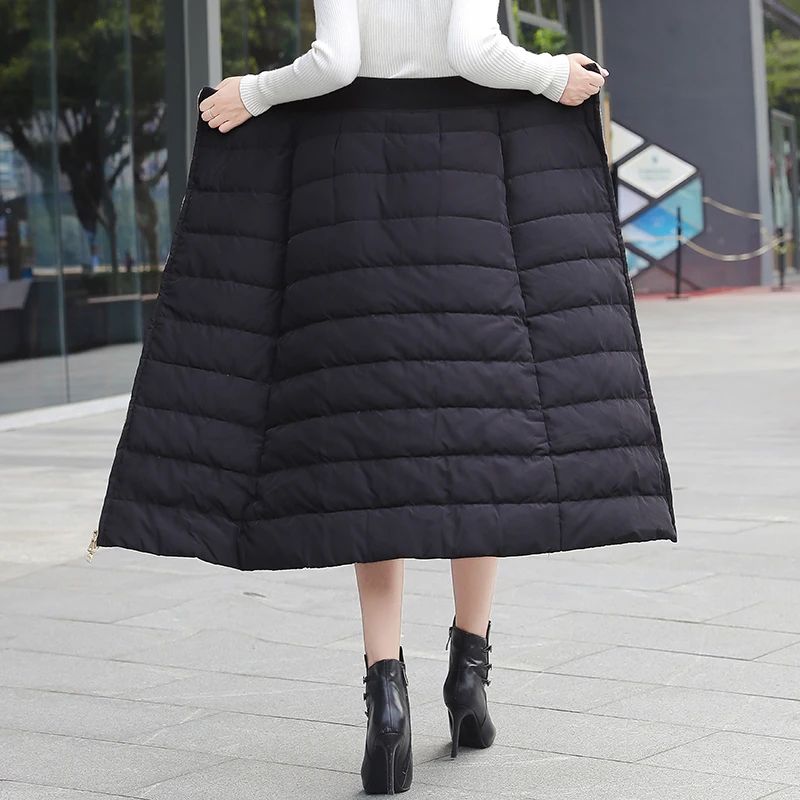 

4XL hot Down Cotton Skirt Women Winter Plus Size zipper Slim Wrap Skirt Long Thick Warm High Waist Woman Skirts Elegant