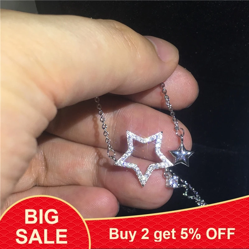 Женская серебряная подвеска с кубическим цирконием в форме звезды AAAAA серебро 925