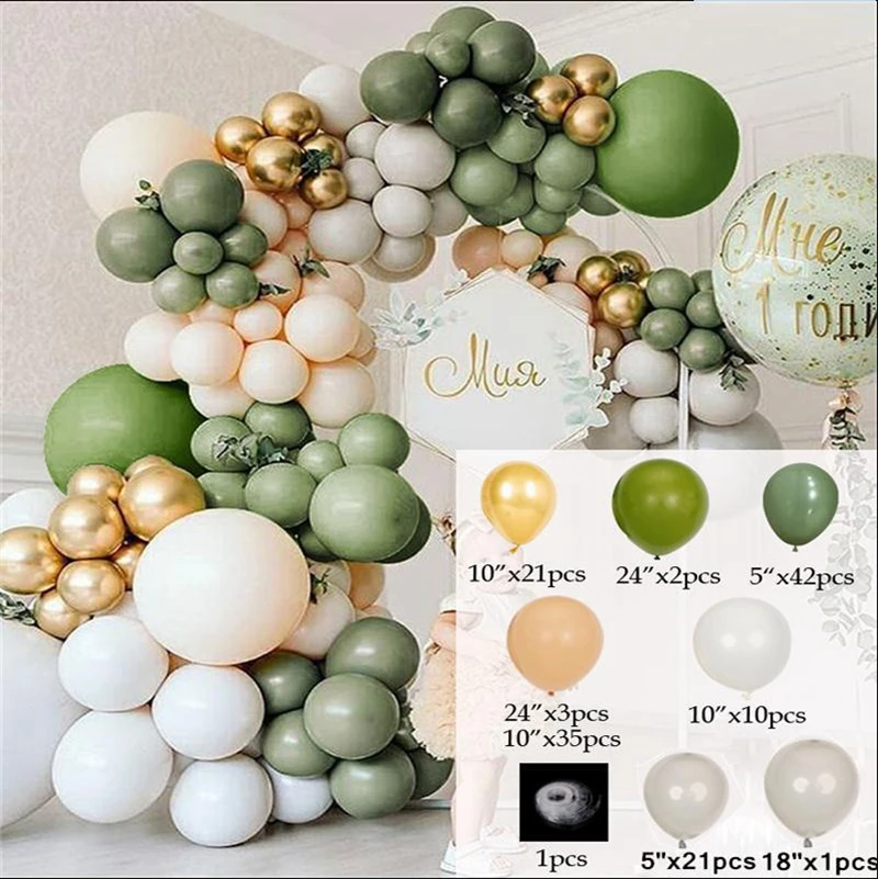 

1set Green Balloons Garland Arch Kit Gold Latex Globos Baby Shower Birthday Wedding Graduation Bachelorette Party Decorations