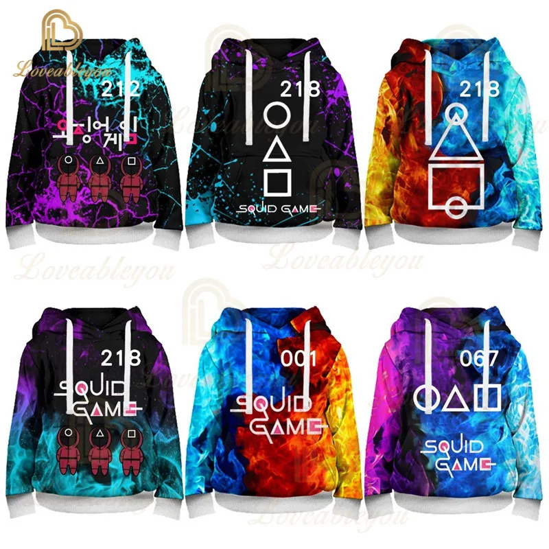 

Korean The Squid Game Women Men Hoodie Movie Street Style Kids 3d Cosplay Costume Sweatshirt Survival Game Clothes Tops