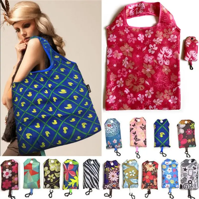 1 шт. многоразовые сумки для покупок с мешочком Модный костюм цветочным принтом