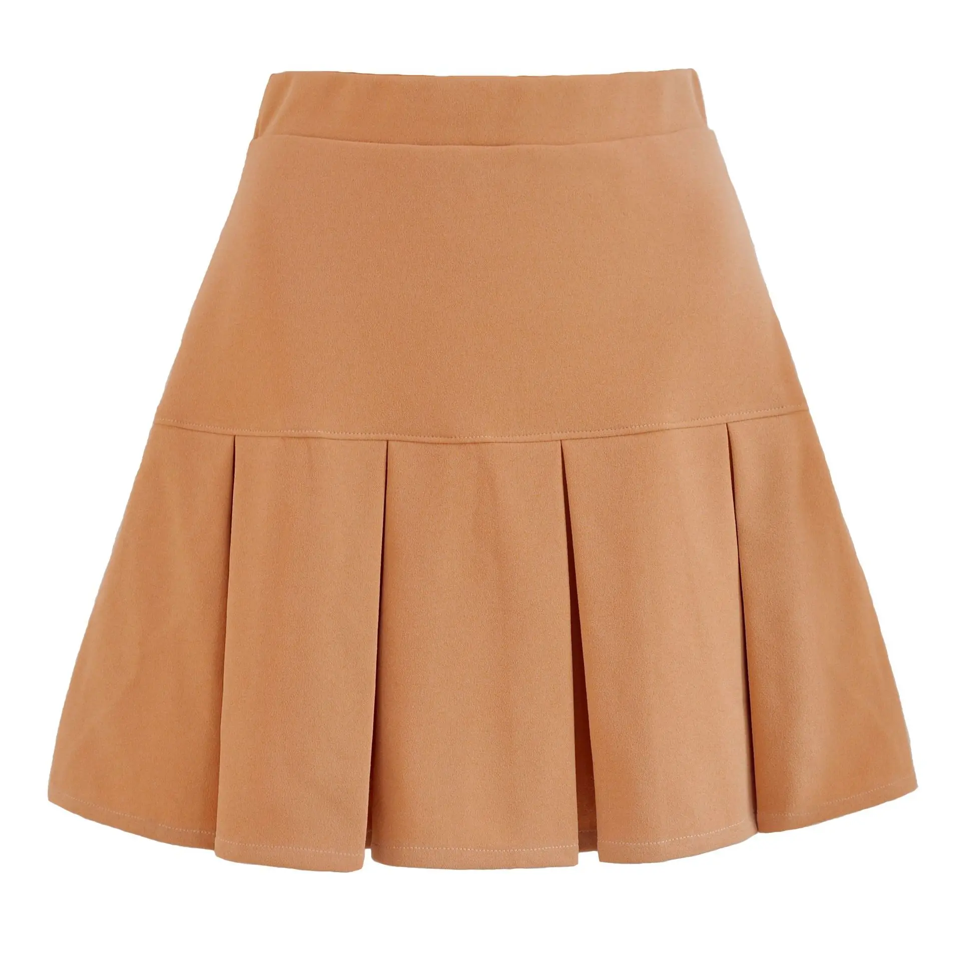 

Skirt women summer style casual fashion elastic high waist mini pleated skirt solid color wild pleated white Faldas de mujer