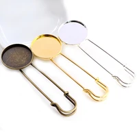 5pcs 18mm 20mm 25mm inner size bright silvergold plated bronze brooch pin simple style cabochon base setting pendant