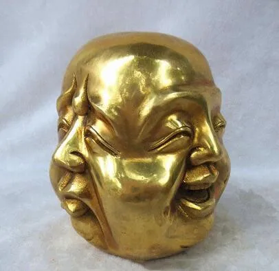 Статуя из китайской латуни с 4 лицами и головой Будды редкой коллекции +++++ | Дом