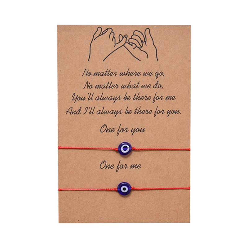 Женский браслет на мизинцах из плетеной бумаги с голубым смайликом и карточками