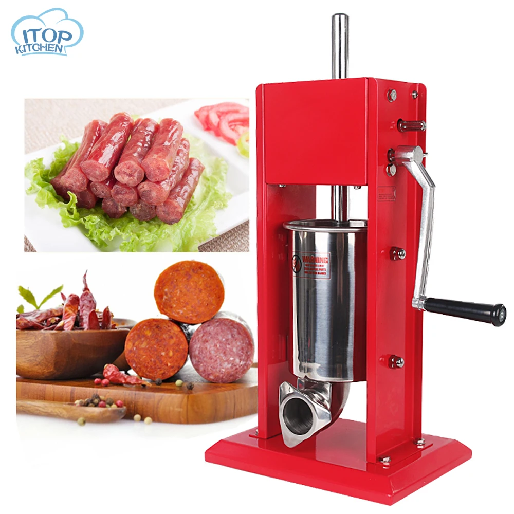 3L Homemade Sausage Stuffer 4 Funnels Size Manual Meat Grinder Maker Vertical Enema Filling Syringe Making Machine Kitchen Tool |