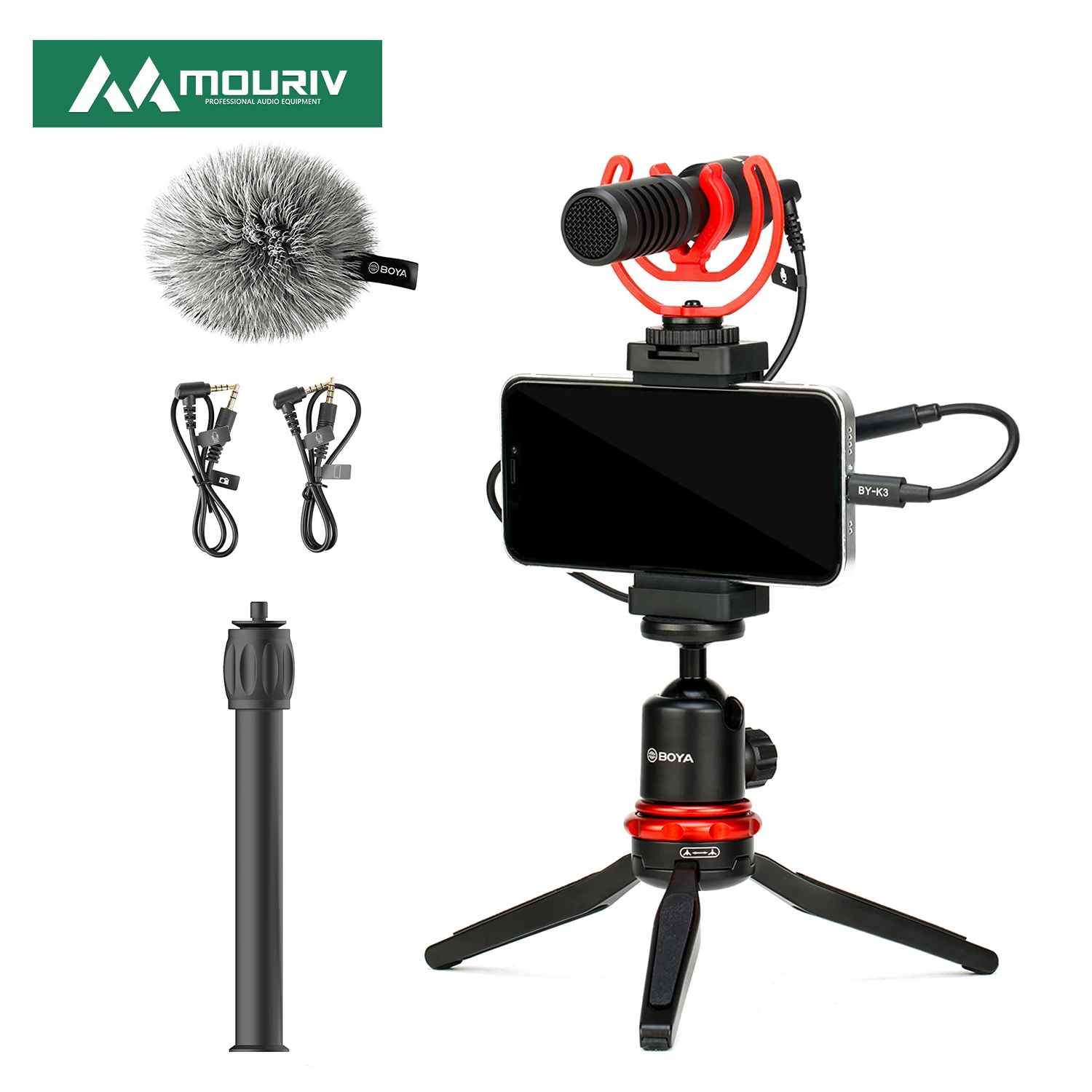 BOYA MOURIV VK-T1 PRO смартфон с мини-штативом удлинительной трубкой микрофоном