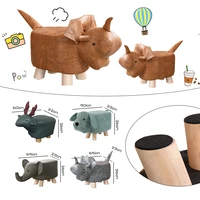 wooden cute cartoon animal stool ottoman adults kid living room shoe stool footstool pouf elephant dog deer shape bench
