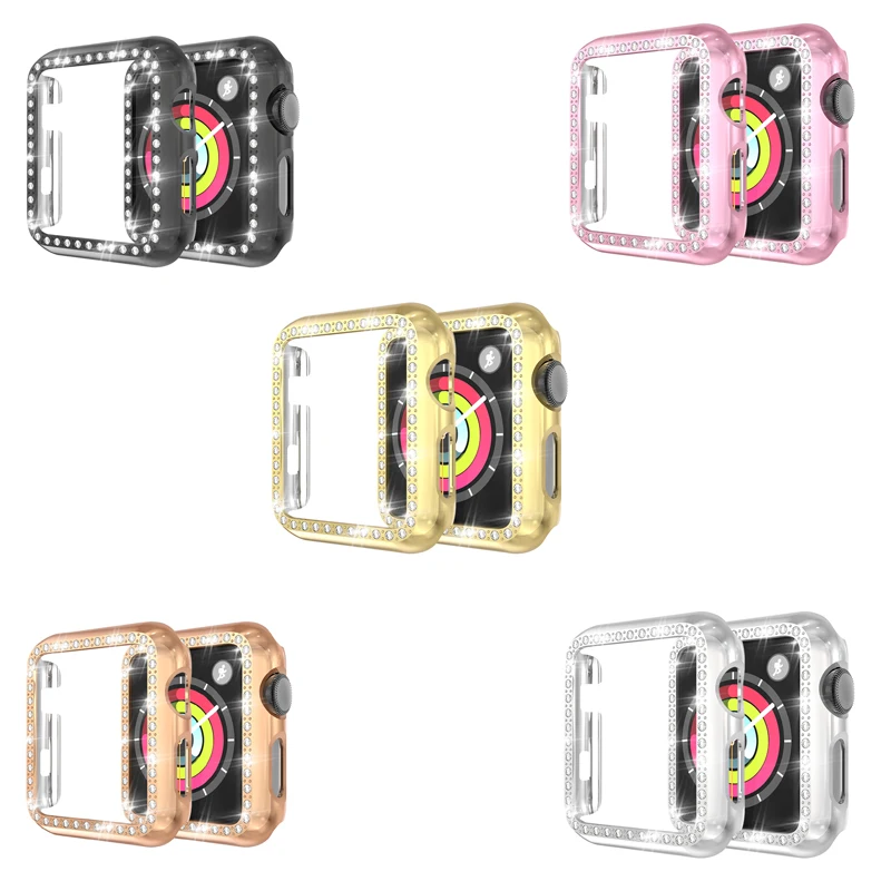 Бриллиантовый чехол для Apple watch band 42 мм 38 защитный экрана 4 3 2 1 44 40 защитная