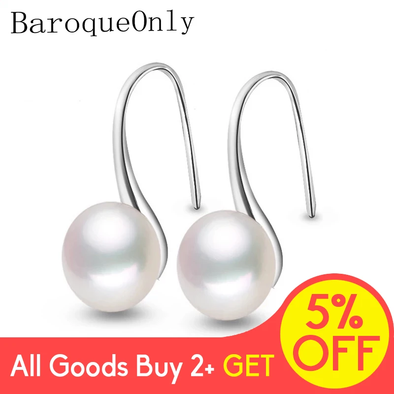 Женские серьги с жемчугом AAAA Классические Вечерние из серебра 925 пробы блестящим