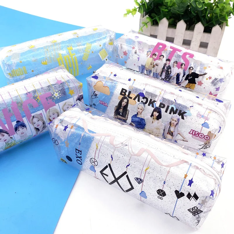 Чехол для карандашей Kpop большой емкости прозрачный пенал кавайная сумка