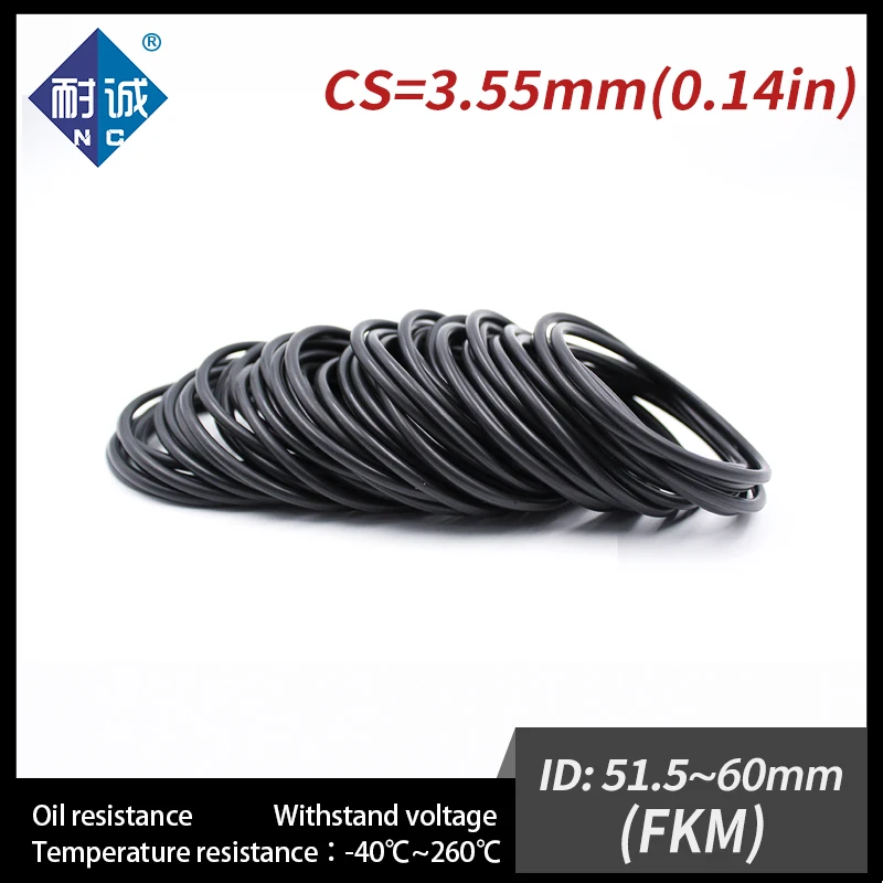Резиновое кольцо 1 шт./лот черное уплотнительное FKM толщина 3 55 мм ID51.5/53/54/54/56/58/60