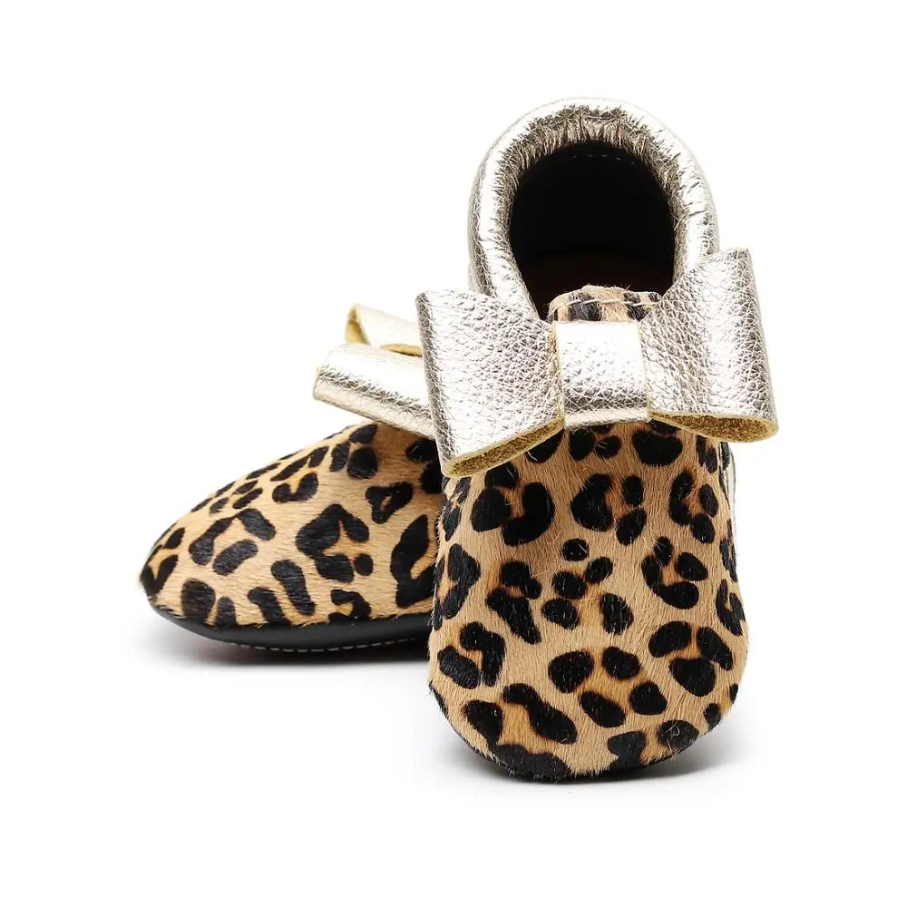 Леопардовая обувь с большим бантом для маленьких девочек принцессы из