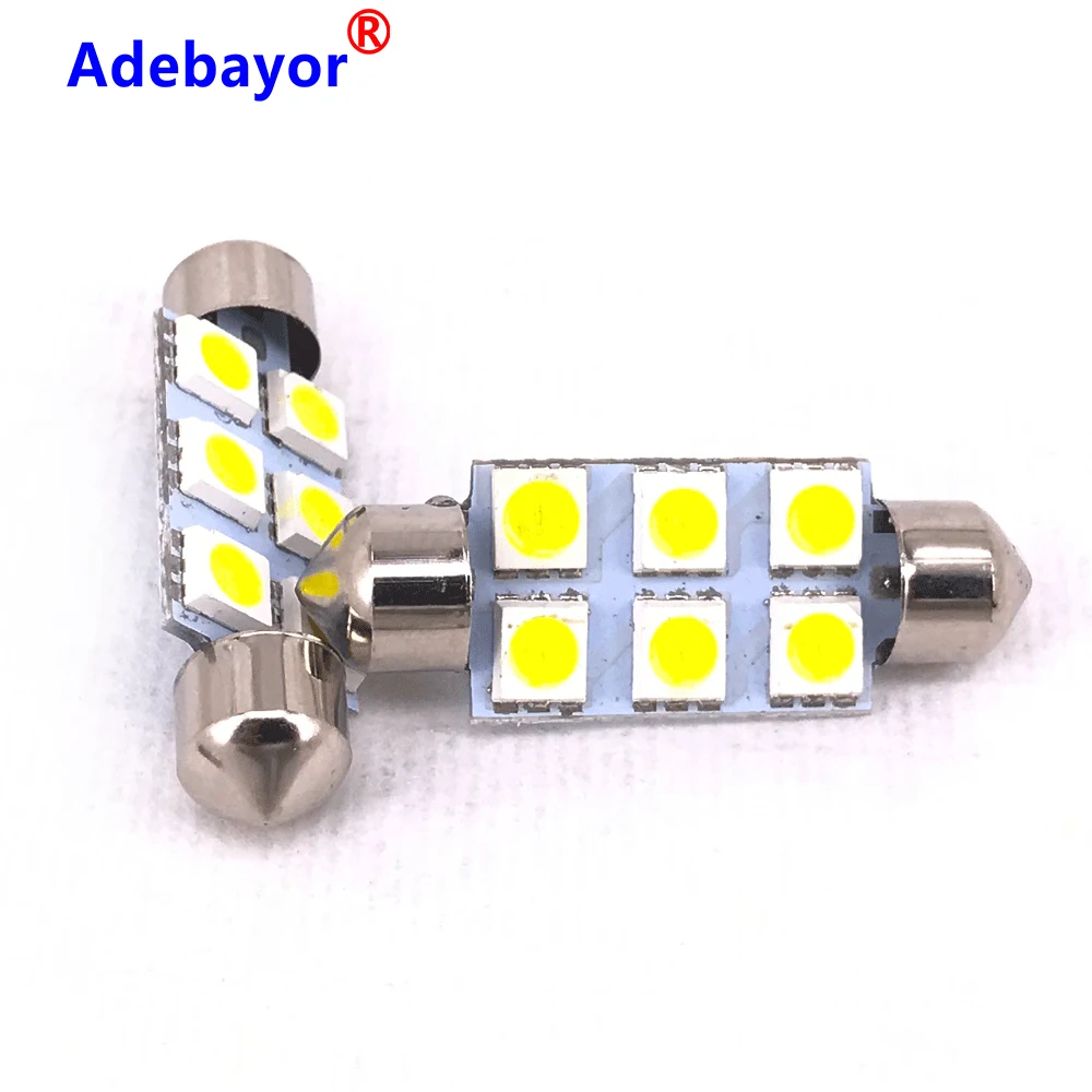 200 шт. автомобильные светодиодсветодиодный Лампы Canbus для чтения 36 мм 39 41 5050 6 SMD 12 В