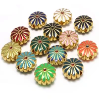 10pcs copper metal drop oil flower spacer beads charm for jewelry making beads accessories fit earrings bracelet diy accessories