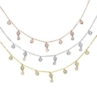 Ювелирные изделия из стерлингового серебра 925 пробы капля cz бусина двойной cz Шарм звено колье ожерелье подарок для женщин и девочек Многослойные модные украшения