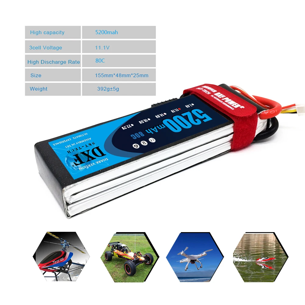 dxf rc батарея 2 шт 111 v 5200mah 80c 160c 3s lipo для верто