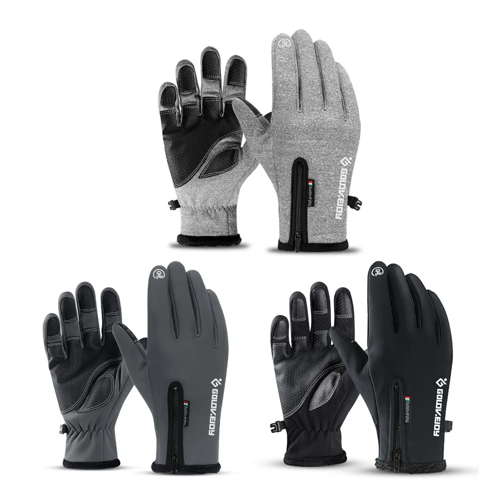 

1 Pair Winter Cycling Gloves For Men Fleece Lined Waterproof Windproof Thermal Gloves Cycling Walking Skiing Bicycle Accessories