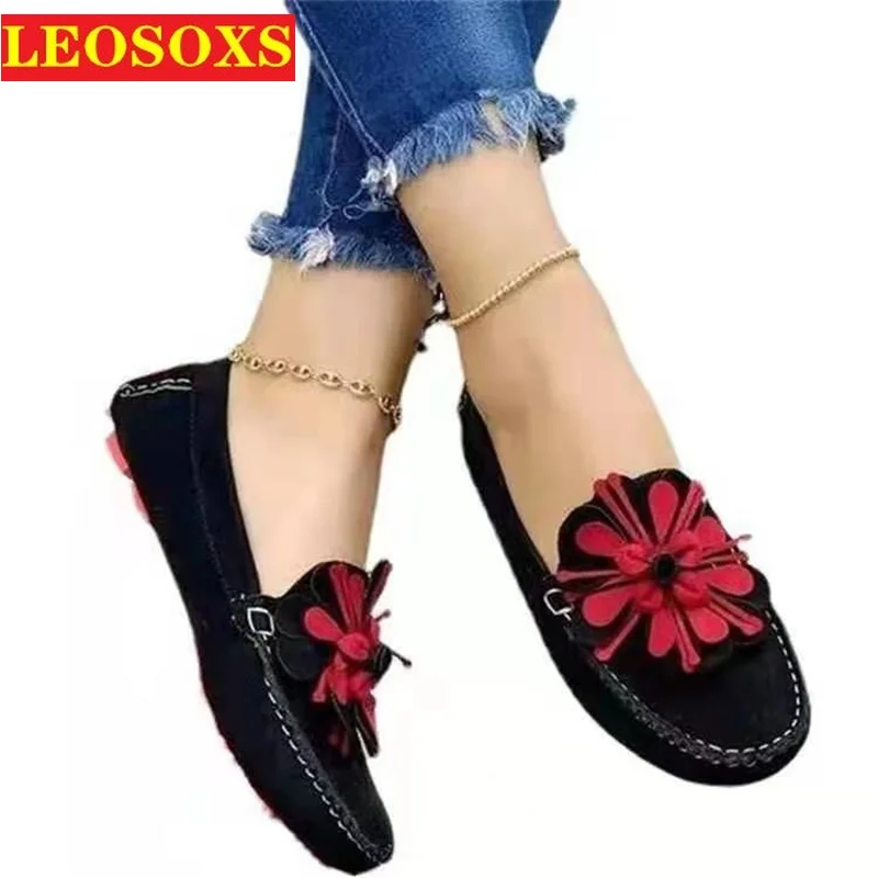 

Fashionable Flower Decoration Women's Flat Shoes Generous Outdoor Casual Low-top Shoes Party Dress Casual Women's Single Shoes