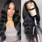 Объемная волна Синтетические волосы на кружеве парик предварительно собранные человеческие волосы парики объемная волна парик кружева человеческие волосы парики из натуральных волос для черный Для женщин