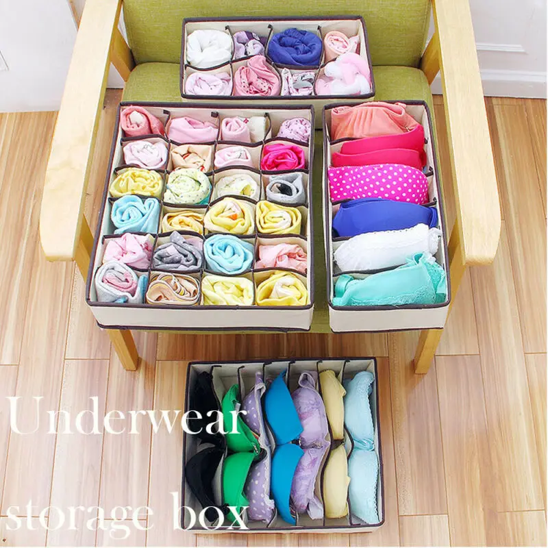 

Dresser Clothes Storage Organizer Box For Bras Scarves Ties Socks Boxes Foldable Underwear Drawer Organizers Dividers Closet
