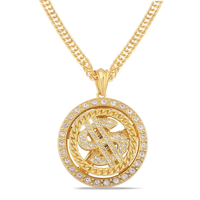 

Hip Hop Rap Gold Color US Dollar Pendant Necklace Chain Accessories Hiphop Jewelry Money Women/Men Bling Jewelry Metal Creative