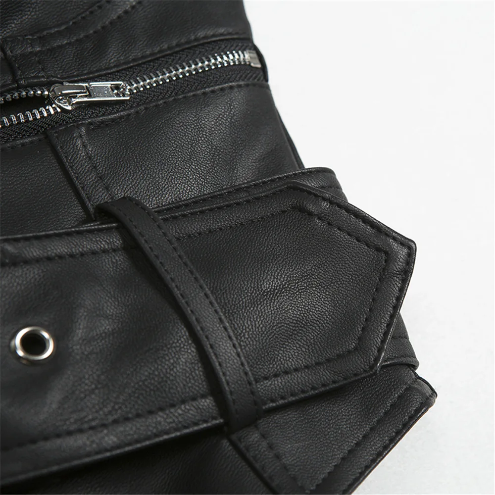 Летний женский укороченный топ в стиле Харадзюку модный кожаный сексуальный с