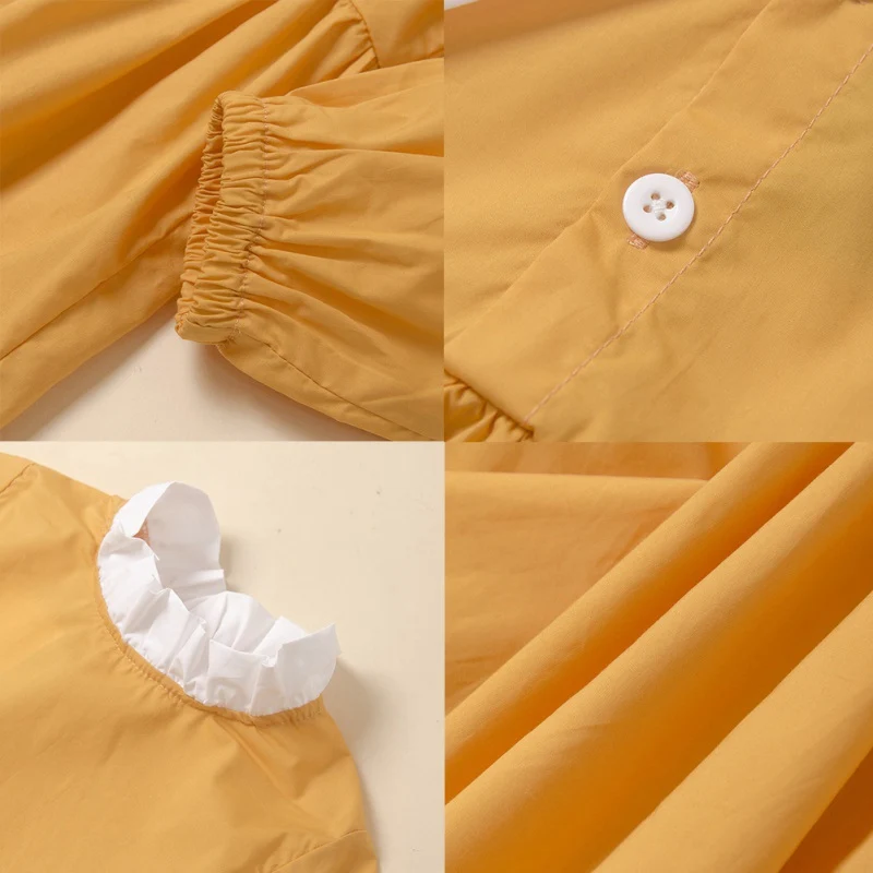 

Kids Girl Long Sleeve BowKnot Princess Dresses 2021 Spring Autumn Children Cute Casual Dress Clothes Solid Color 2-7 Years