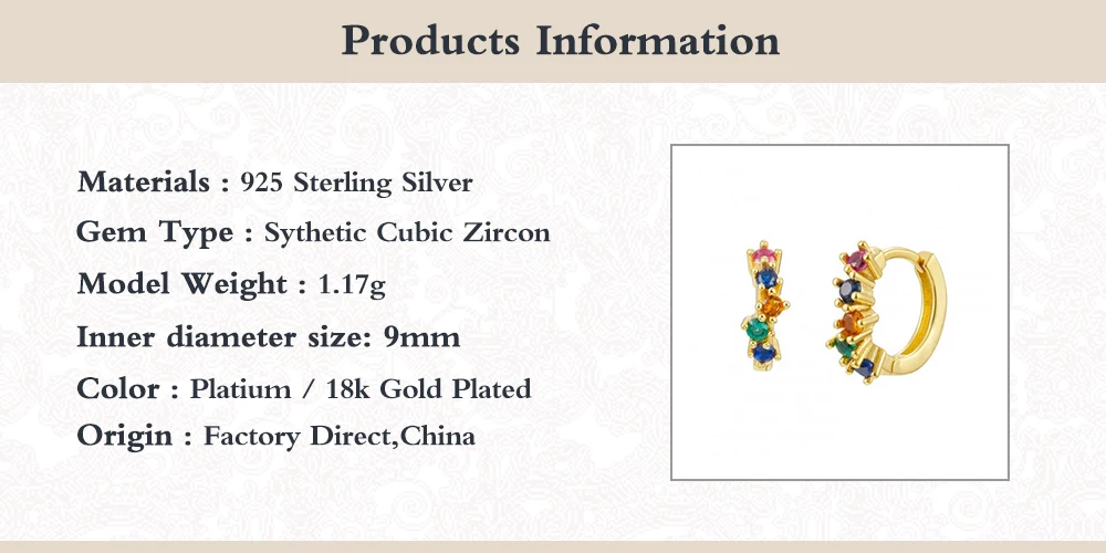 

Boako 925 Sterling Silver Jewelry Luxury Bling Rainbow Zircon European and American Hoop Earrings For Woman Girls Lovers' Gift