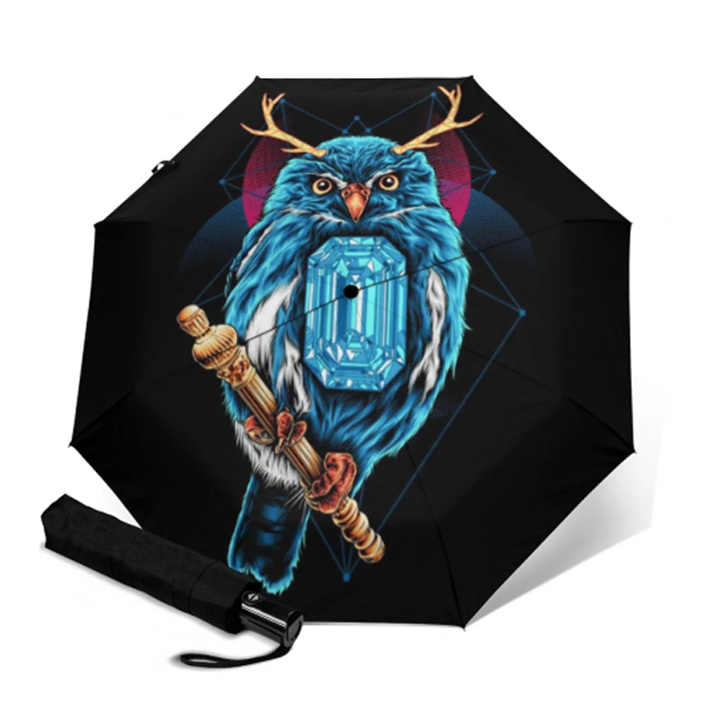 Креативный Зонт с принтом милой совы автоматически открывающийся и