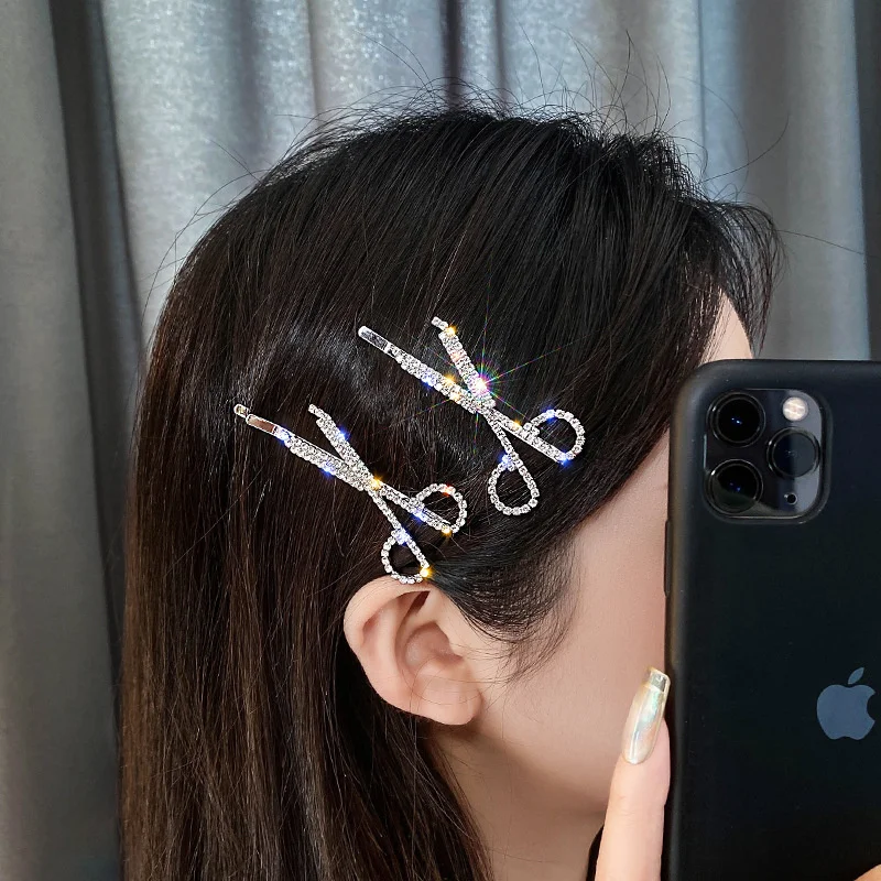 

Shining Crystal Scissors Hair Clips for Women Sweet Girls Rhinestone Hairpins Jewelry Hair Accessories Barrettes Bridal Headwear