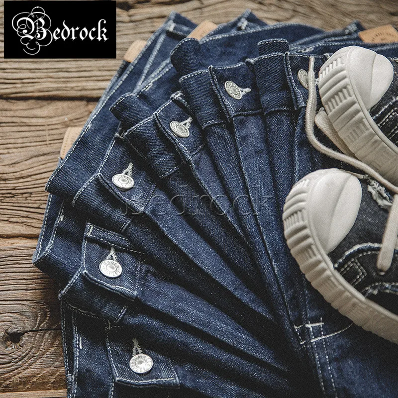 

11.5oz pure cotton jeans vintage oversize dark blue loose wide leg pants fall feeling distressed jeans for men
