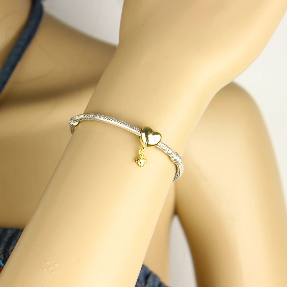 Подходящий оригинальный Шарм браслет Золотая маленькая пчелка Оригинальное