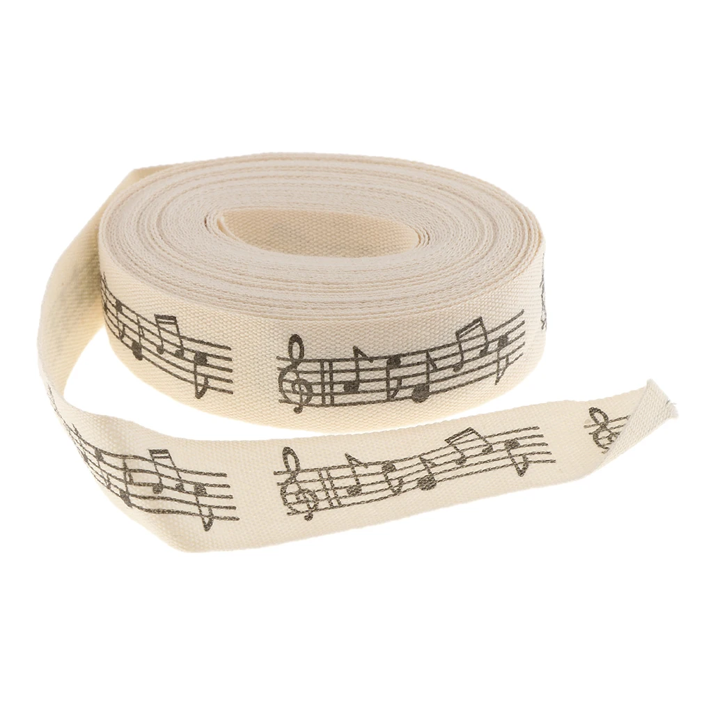 

5 Yards Musical Note Printed Fabric Ribbon Gift Package Craft Decor 15mm