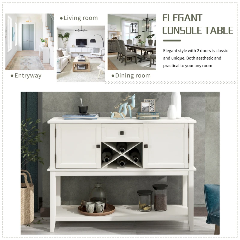 Деревянный столик-консоль с винной полкой открытая полка буфет для хранения